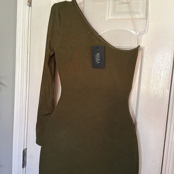 Hera collection knit spandex one shoulder dress NWT L - Picture 3 of 10
